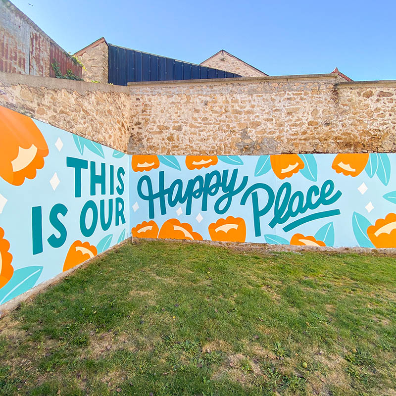 this is our happy place garden mural
