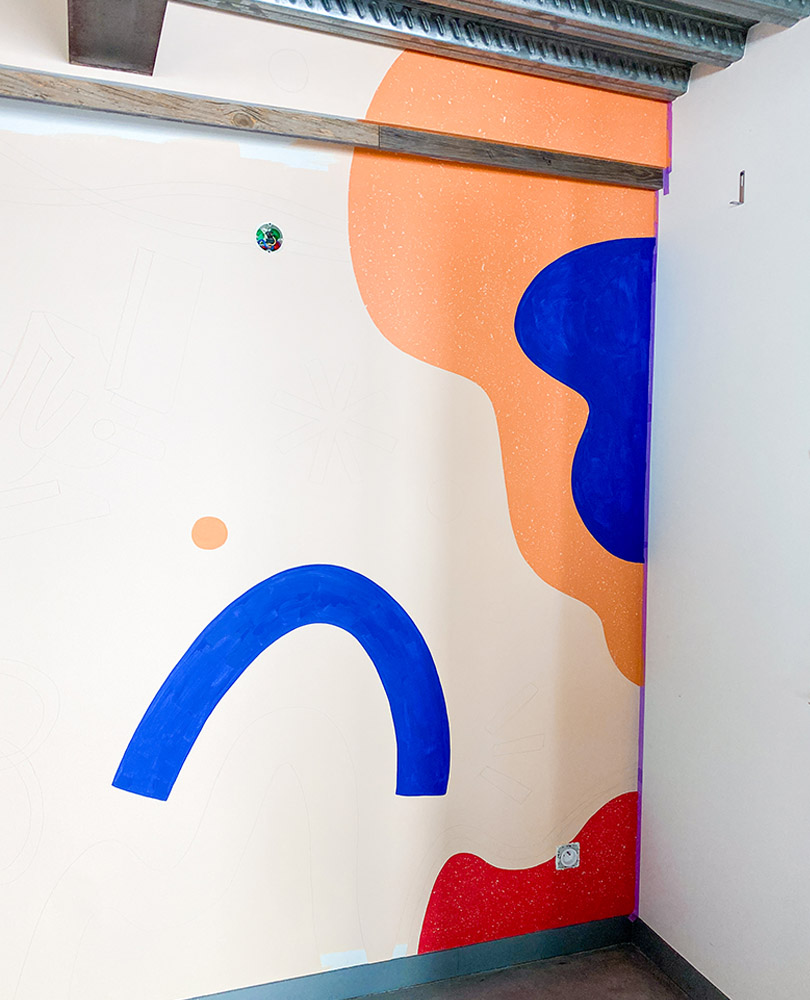 painted colorful mural abstract office space