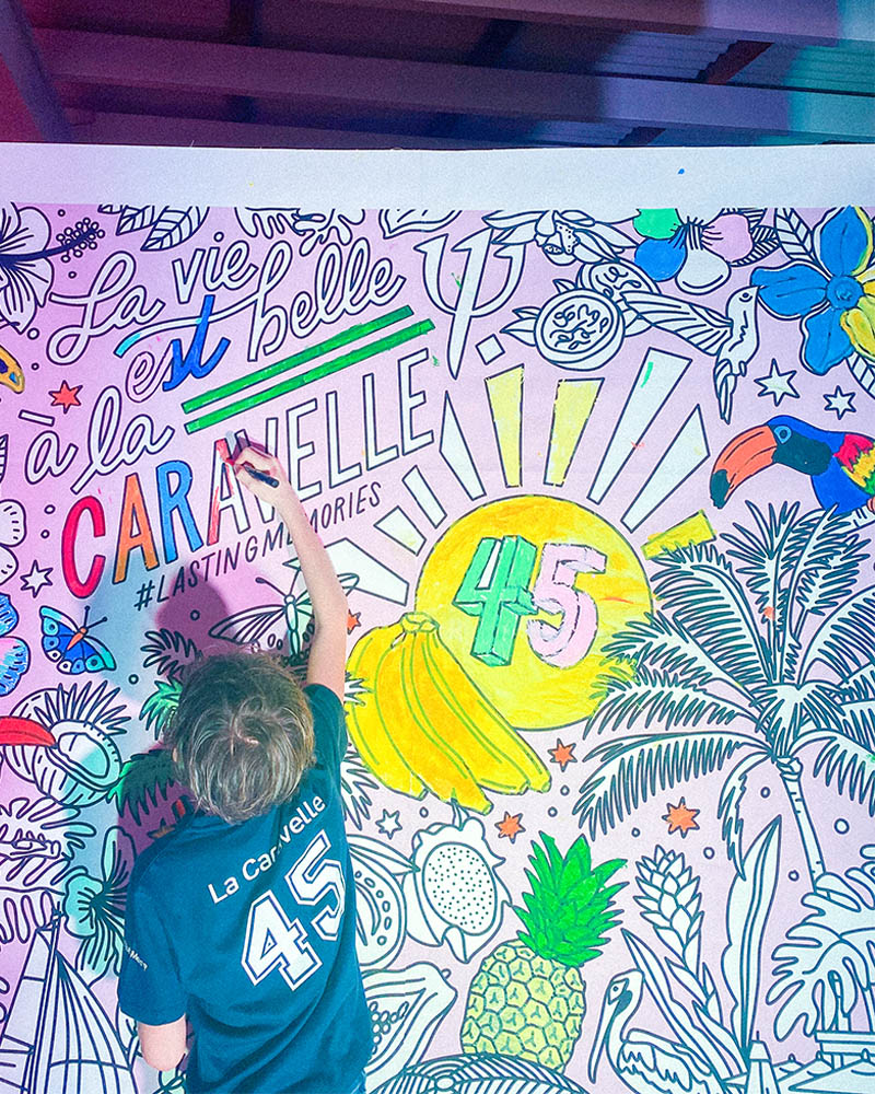 club med collaborative mural kids event animation